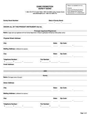 Game Promotion Surety Bond .